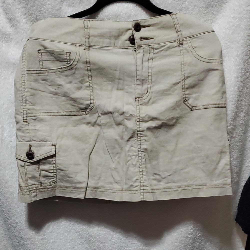 Tan Cargo Mini Skirt for Casual Wear